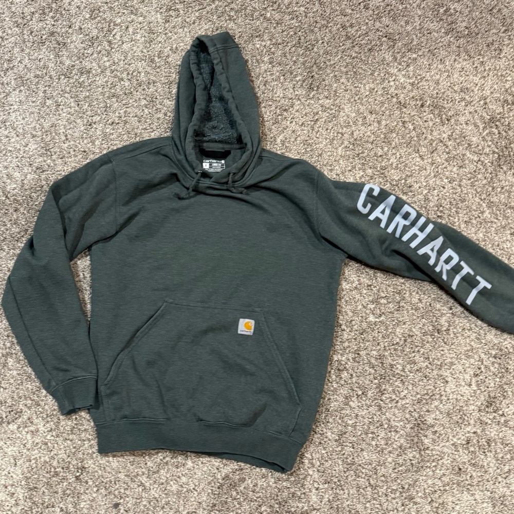 Carhartt Men's Gray/green Hoodie men’s small